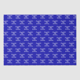 Birthday royal blue white name script minimalist tissue paper