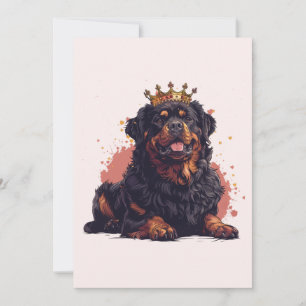 Birthday Royal Rottweiler Dog Queen Crown Invitation