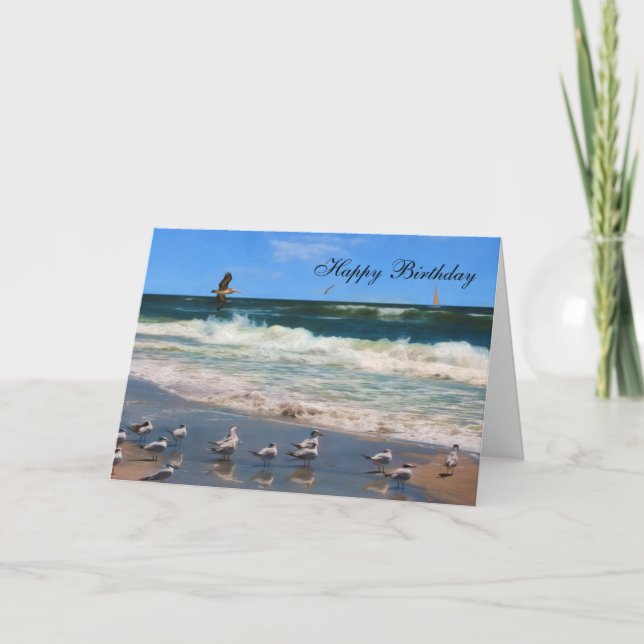 Birthday, Royal Terns at the Beach Card (Front)