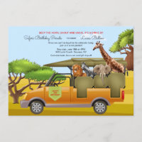 Birthday Safari Drive By Invitation