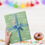 Birthday sage green white wrapping paper<br><div class="desc">Elegant,  classic party wrapping paper sheets. A sage green background,  white text: Happy Birthday!</div>