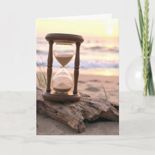 Birthday Sand Timer on Beach Driftwood Card