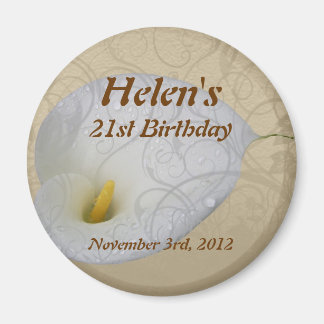 Birthday save the date magnet, dew drop lily with  magnet