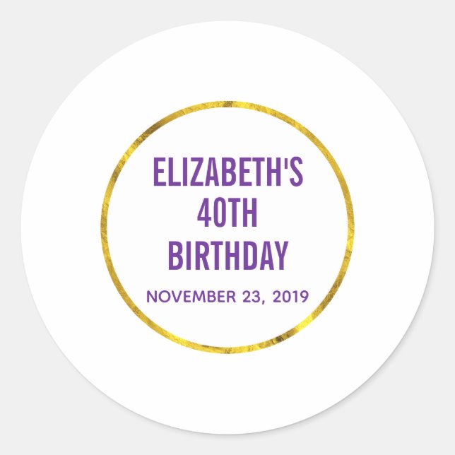 birthday save the date template classic round sticker (Front)