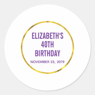 birthday save the date template classic round sticker