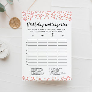 Birthday Scattergories editable game Card