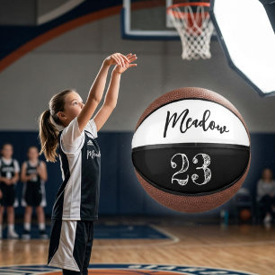 Birthday Script Name Number Black White Basketball