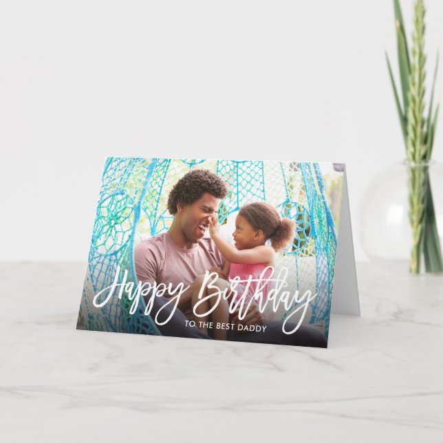 Birthday Script Overlay Photo Card for Dad (Front)