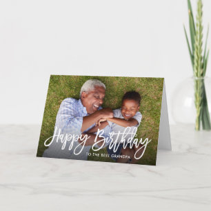 Birthday Script Overlay Photo Card for Grandpa