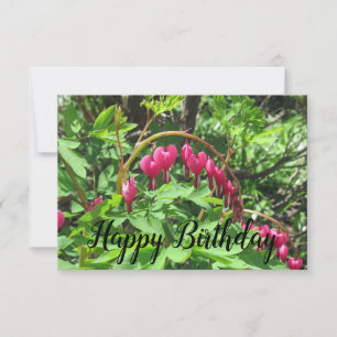 Birthday Script Pink Bleeding Hearts Flower Photo
