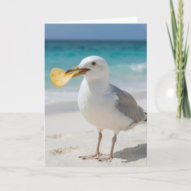 Birthday Seagull with a Potato Chip Card (Front)