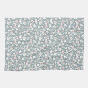 Birthday Seamless Pink, White, and Green Floral Kitchen Towel