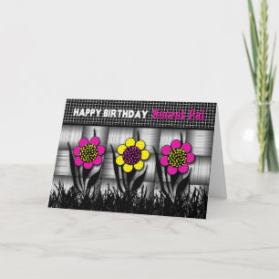 BIRTHDAY - SECRET PAL - BLACK/WHITE/DAISIES CARD