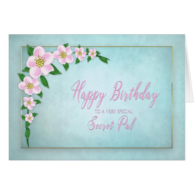 Birthday, Secret Pal, Delicate Apple Blossoms (Front Horizontal)