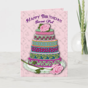 BIRTHDAY - SECRET PAL - MULTI TIER DECORATED CAKE CARD