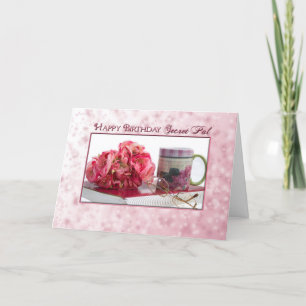 Birthday - Secret Pal - Pink Roses/Book Card