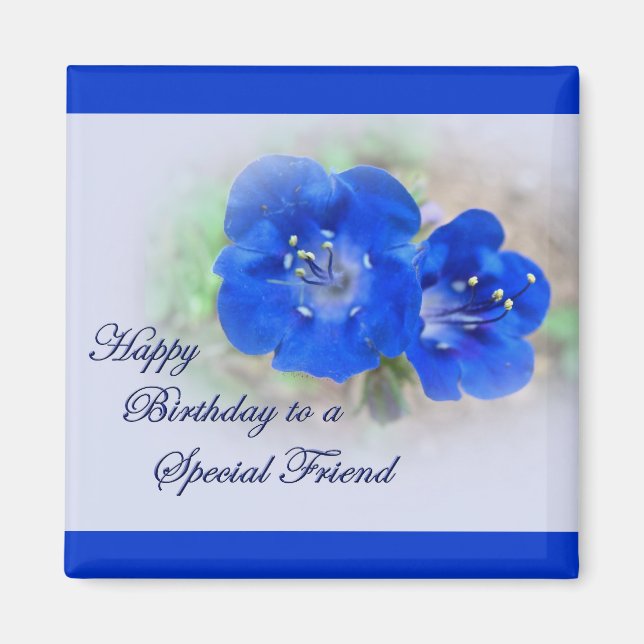 Birthday Serenade in Blue Wildflower Magnet (Front)