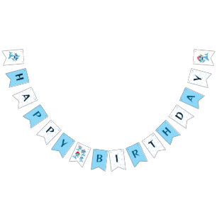 Birthday sharks bunting flags