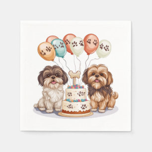 Birthday Shih Tzu Dogs Birthday Cake Napkin