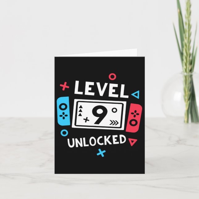 Birthday Shirt Boy Level 9 Unlocked Video Game Par Card (Front)