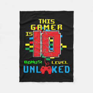 Birthday Shirt Video Game Unlocked Level 10 Year O Fleece Blanket