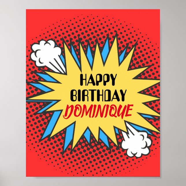 Birthday Sign, Superhero Theme, Personalize  Poster (Front)