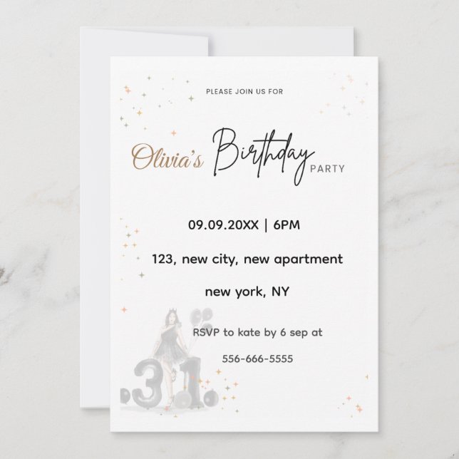 birthday sign, welcome sign, 31st birthday invitation (Front)