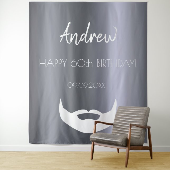 Birthday silver fox men guys grey trendy tapestry (In Situ)