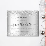 Birthday silver glitter budget save the date flyer<br><div class="desc">Please note that this Save the date is on flyer paper and very thin. Envelopes are not included. For thicker Save the Date card (same design) please visit our store. An elegant Save the Date for a 40th (or any age) birthday party. A modern faux silver looking background decorated with...</div>