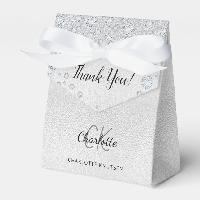 Birthday silver name elegant favor box (Front Side)