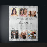 Birthday silver photo collage best friends tapestry<br><div class="desc">A gift from friends for a woman's 21st (or any age) birthday, celebrating her life with a collage of 6 of your high quality photos of her, her friends, family, interest or pets. Personalize and add her name, age 21 and your names. White text. A chic faux silver metallic looking...</div>