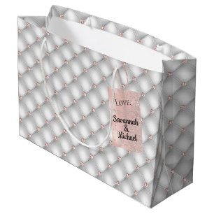 Birthday silver rose gold name glamourous large gift bag
