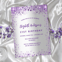 Birthday silver violet purple sparkles