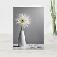 Birthday Simple White Flower In Vase 