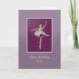 Birthday, Sister, Ballerina in Purple Card