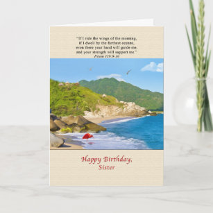 Birthday Sister Beach Hills Birds Card