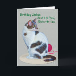 Birthday, Sister-in-law, Green-Eyed Cat Card<br><div class="desc">A green-eyed cat and a ball of red yarn help you celebrate the birthday of someone special. Feel free to change the inside verse to suit your needs.</div>