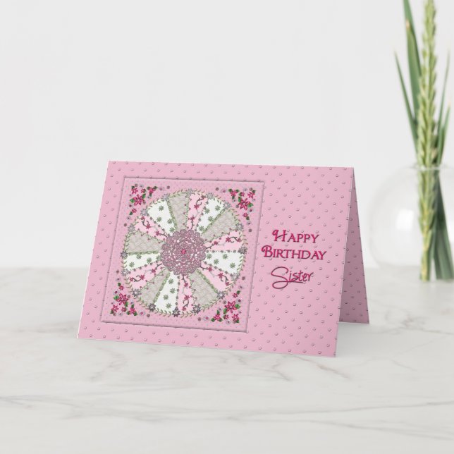 BIRTHDAY - SISTER - PRETTY IN PINK CARD (Front)