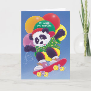 Birthday skateboard panda customizable invitations