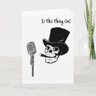 Birthday Skull in Top Hat with Microphone Card