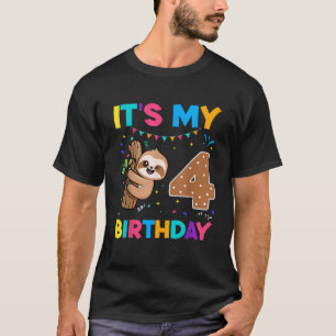 Birthday Sloth 4 years old 4th Birthday Sloth Love T-Shirt