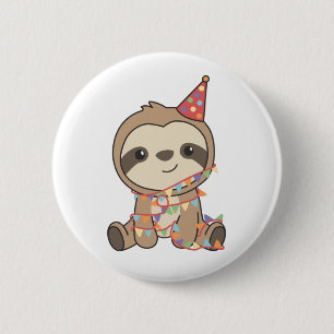 Birthday Sloth For Children A Birthday Button