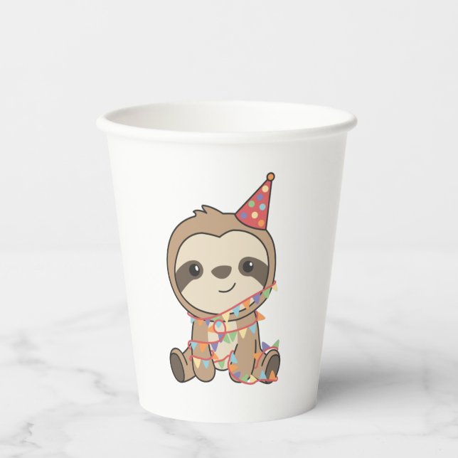 Birthday Sloth For Children A Birthday Paper Cups (Front)