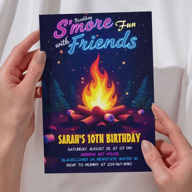 Birthday Smore Fun With Friend - Cozy Campfire Invitation (Smore fun friend)