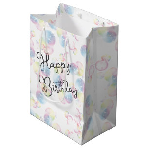 Birthday Soap Bubbles On White Medium Gift Bag