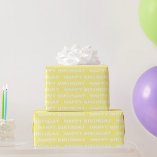 Birthday solid yellow stylish chic wrapping paper