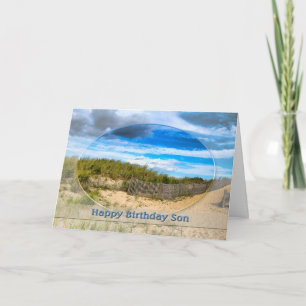 BIRTHDAY- SON- BEACH/OCEAN/DUNES/SCENE CARD