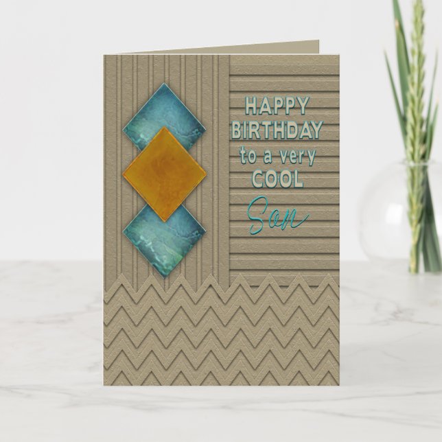 Birthday, Son,  Modern Texture-like Pattern Card (Front)