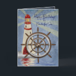 Birthday, Son, Ship's Wheel, Helm Card<br><div class="desc">Card designed for the man who enjoys being on the water and/or ocean.   This nautical measurement
card is in many different categories including for birth days,  father's day,  invitations,  thank you,  think of you,  bon voyage,  etc.
Mug and other products may be available with similar image.</div>