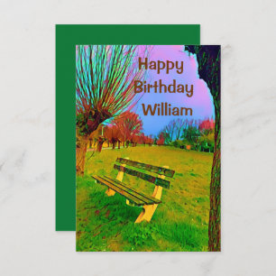 Birthday Spring Watercolor Garden Bench For Him